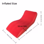 Red Flocked Inflatable Lounge Chair – Ergonomic Curved Recliner Sofa, Soft Upholstered Single Chaise for Living Room, Bedroom & Balcony - Image 6
