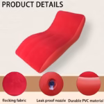 Red Flocked Inflatable Lounge Chair – Ergonomic Curved Recliner Sofa, Soft Upholstered Single Chaise for Living Room, Bedroom & Balcony - Image 7
