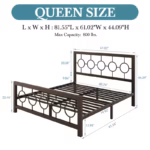 HOOMIC Metal Platform Bed Frame – Vintage Design - Image 4