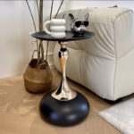 Modern Round Side Table – Minimalist Metal Design - Image 9