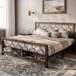 HOOMIC Metal Platform Bed Frame – Vintage Design - Image 5