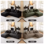 38" L-Shaped Corduroy Sofa with Ottoman, Modern Minimalist Deep-Seat Corner Couch, Removable & Washable Cover, Cat Scratch-Resistant Upholstered Sofa, No Assembly Required - Image 5